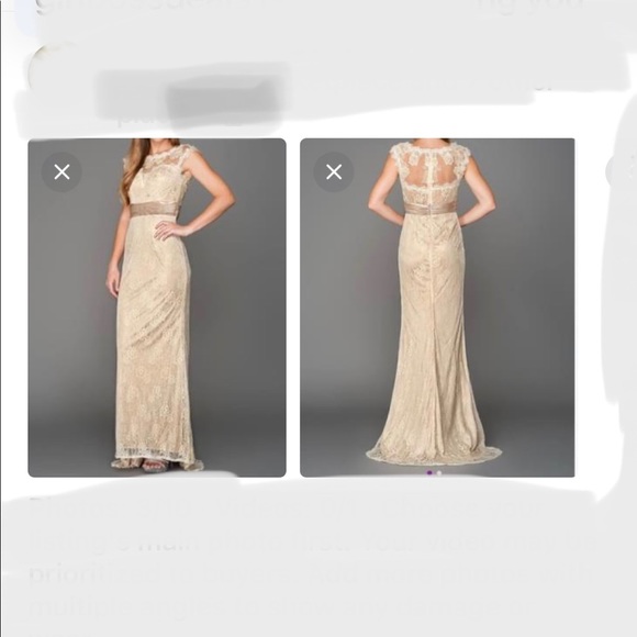 Champagne Lace Beaded Gown - Picture 1 of 7